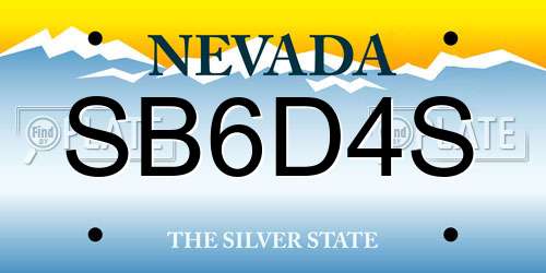 SB6D4S Nevada License Plate