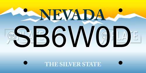 SB6W0D Nevada License Plate
