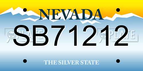 SB71212 Nevada License Plate