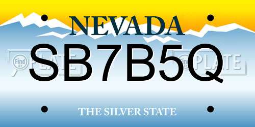 SB7B5Q Nevada License Plate