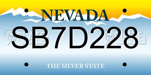 SB7D228 Nevada License Plate