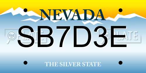 SB7D3E Nevada License Plate