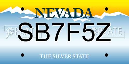 SB7F5Z Nevada License Plate