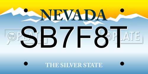 SB7F8T Nevada License Plate
