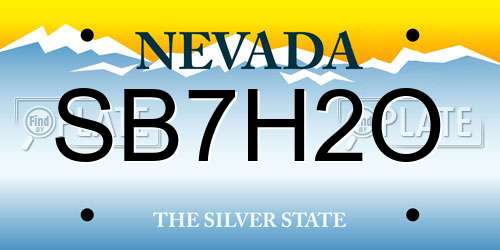 SB7H2O Nevada License Plate
