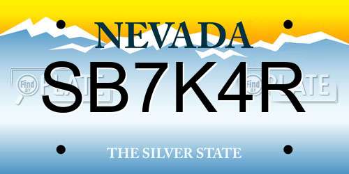 SB7K4R Nevada License Plate