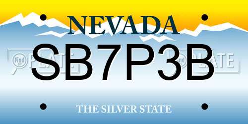 SB7P3B Nevada License Plate