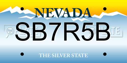 SB7R5B Nevada License Plate