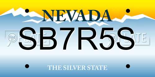 SB7R5S Nevada License Plate