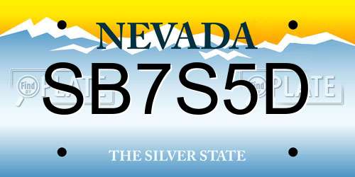 SB7S5D Nevada License Plate