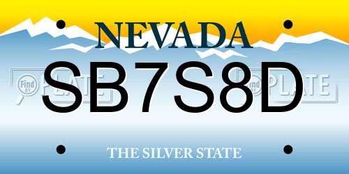 SB7S8D Nevada License Plate