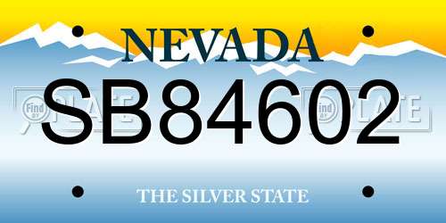 SB84602 Nevada License Plate