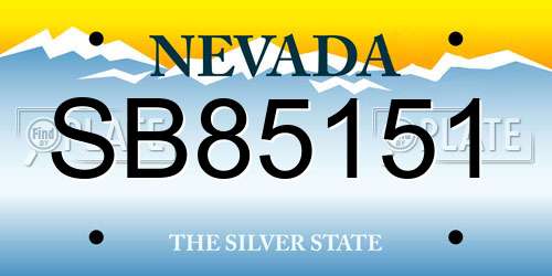 SB85151 Nevada License Plate