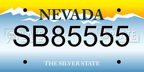 SB85555 Nevada License Plate