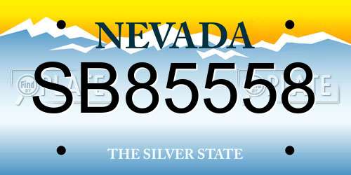 SB85558 Nevada License Plate