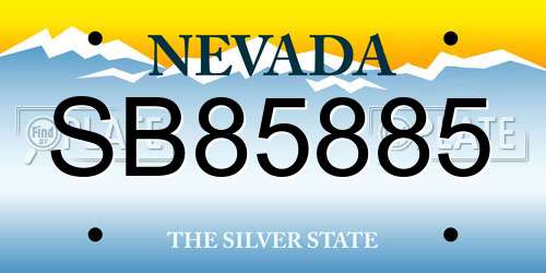 SB85885 Nevada License Plate