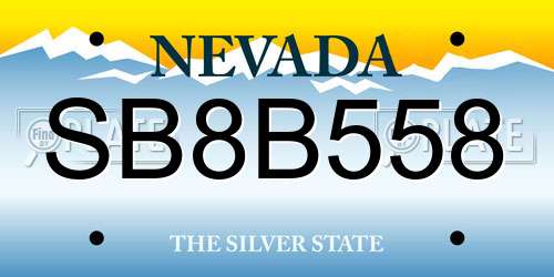 SB8B558 Nevada License Plate