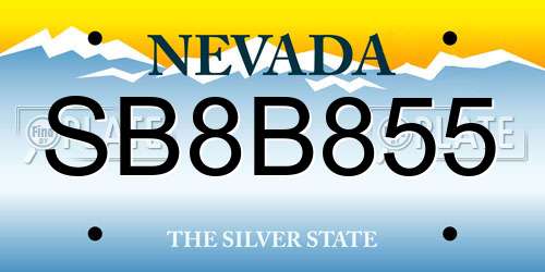 SB8B855 Nevada License Plate