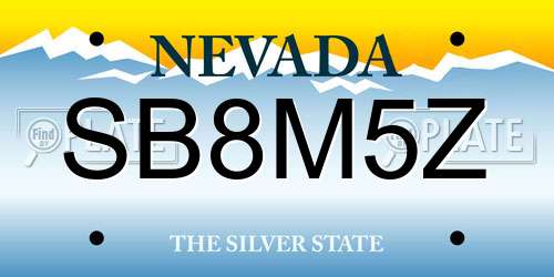 SB8M5Z Nevada License Plate