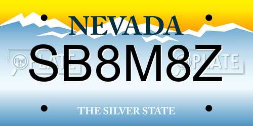 SB8M8Z Nevada License Plate
