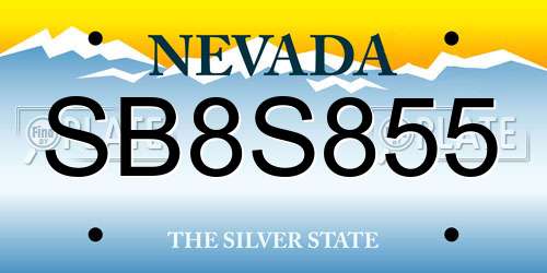 SB8S855 Nevada License Plate