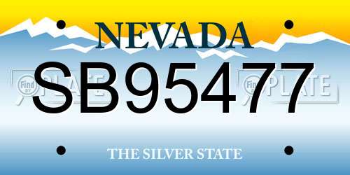 SB95477 Nevada License Plate