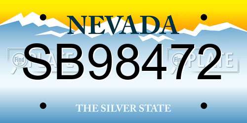 SB98472 Nevada License Plate