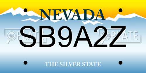 SB9A2Z Nevada License Plate