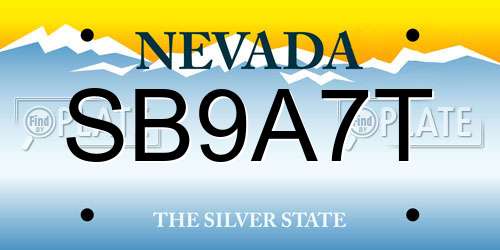SB9A7T Nevada License Plate