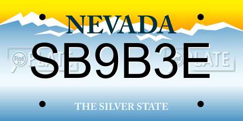 SB9B3E Nevada License Plate