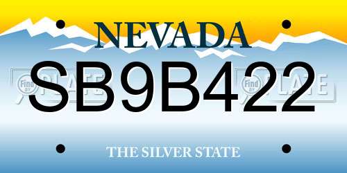 SB9B422 Nevada License Plate