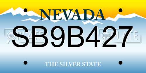 SB9B427 Nevada License Plate