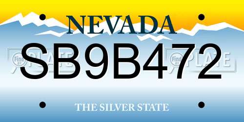 SB9B472 Nevada License Plate