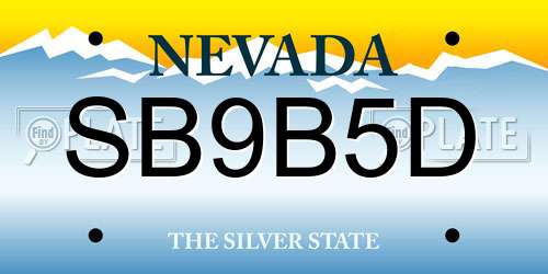 SB9B5D Nevada License Plate
