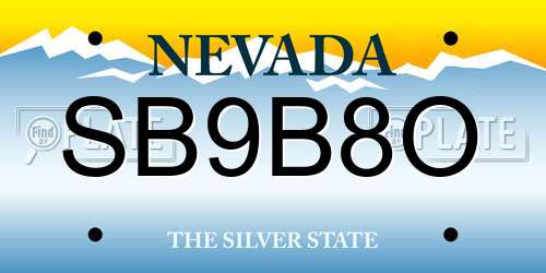 SB9B8O Nevada License Plate