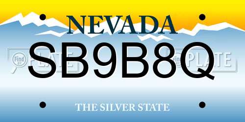 SB9B8Q Nevada License Plate