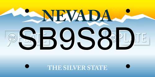 SB9S8D Nevada License Plate