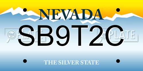 SB9T2C Nevada License Plate