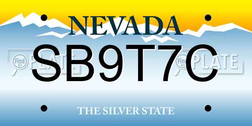 SB9T7C Nevada License Plate