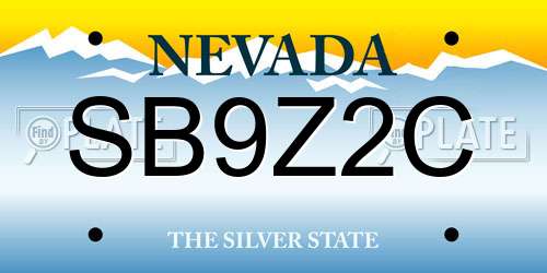 SB9Z2C Nevada License Plate