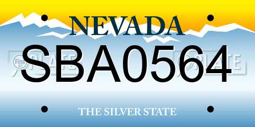SBA0564 Nevada License Plate