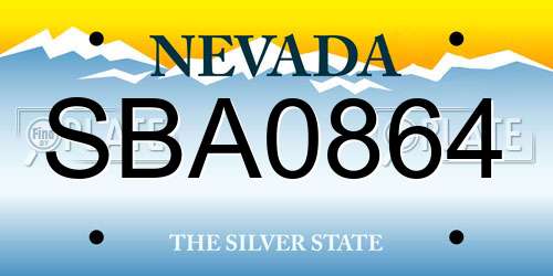 SBA0864 Nevada License Plate