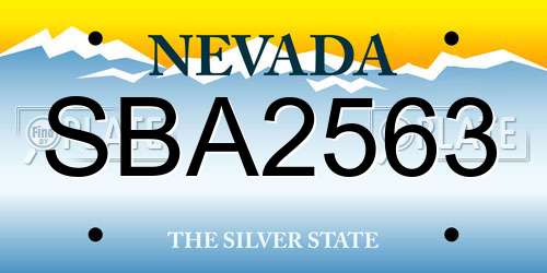 SBA2563 Nevada License Plate