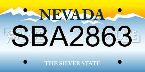 SBA2863 Nevada License Plate