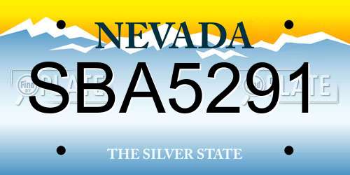 SBA5291 Nevada License Plate