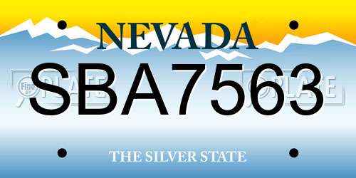 SBA7563 Nevada License Plate