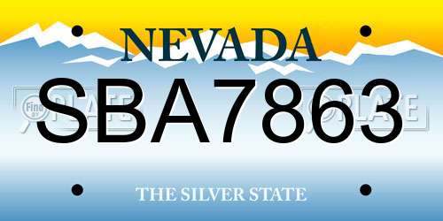 SBA7863 Nevada License Plate
