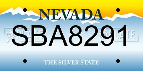 SBA8291 Nevada License Plate