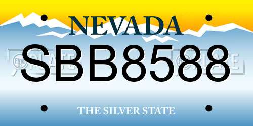 SBB8588 Nevada License Plate