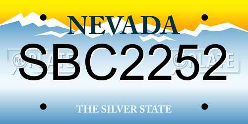 SBC2252 Nevada License Plate